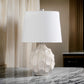 22 Inch Table Lamp, Cream Round Cascading Ceramic Design Urn, Brushed Metal By Casagear Home