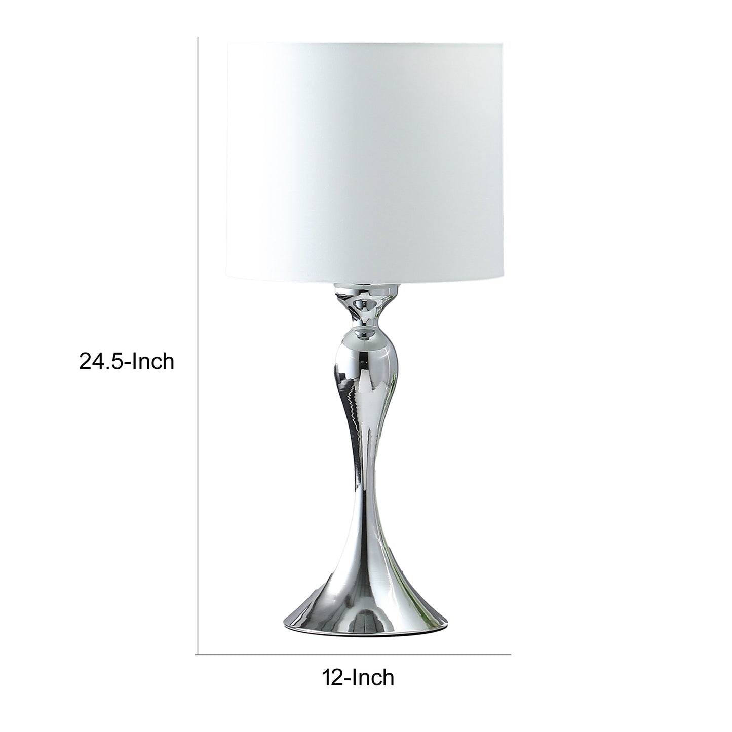 Omi 25 Inch Table Lamp Drum White Shade Sleek Slender Modern Chrome Body By Casagear Home BM311580