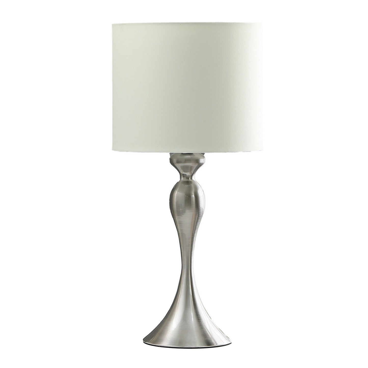 Omi 25 Inch Table Lamp Drum White Shade Sleek Modern Brushed Silver Body By Casagear Home BM311581