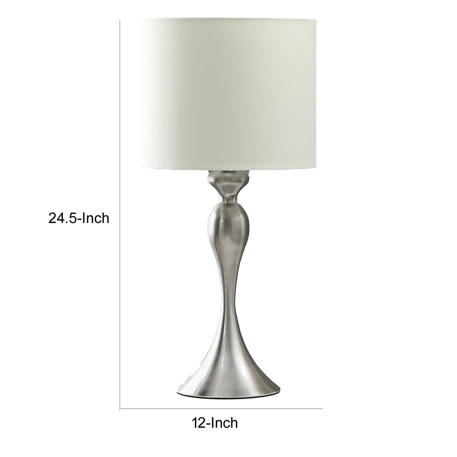 Omi 25 Inch Table Lamp Drum White Shade Sleek Modern Brushed Silver Body By Casagear Home BM311581