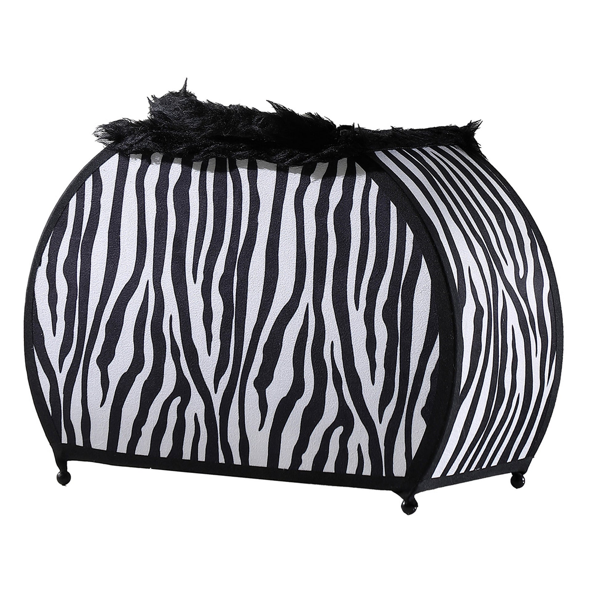 Wigi 12 Inch Accent Lamp Purse Zebra Animal Print Black White Faux Fur By Casagear Home BM311582