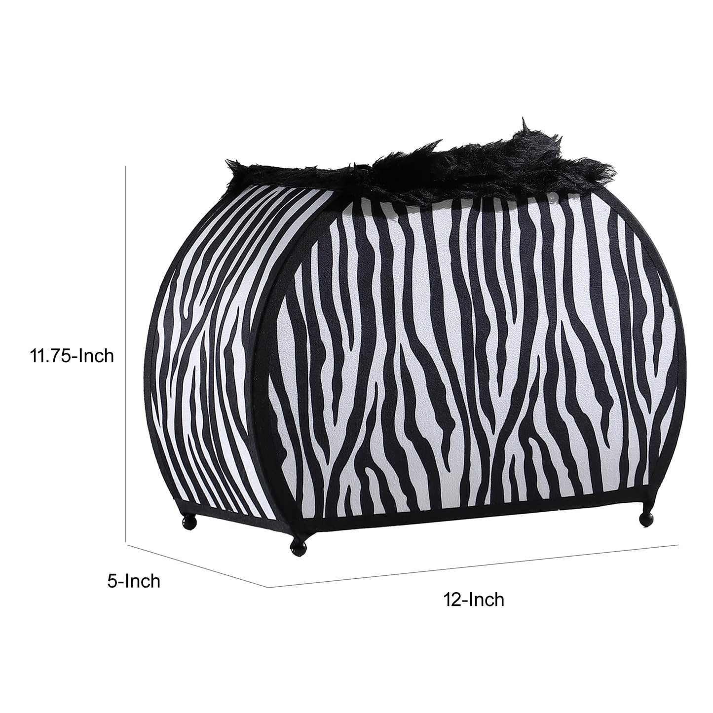 Wigi 12 Inch Accent Lamp Purse Zebra Animal Print Black White Faux Fur By Casagear Home BM311582