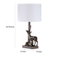 20 Inch Accent Table Lamp Dual Roe Deer Design White Drum Shade Bronze By Casagear Home BM311587