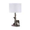 20 Inch Accent Table Lamp Dual Roe Deer Design White Drum Shade Bronze By Casagear Home BM311587