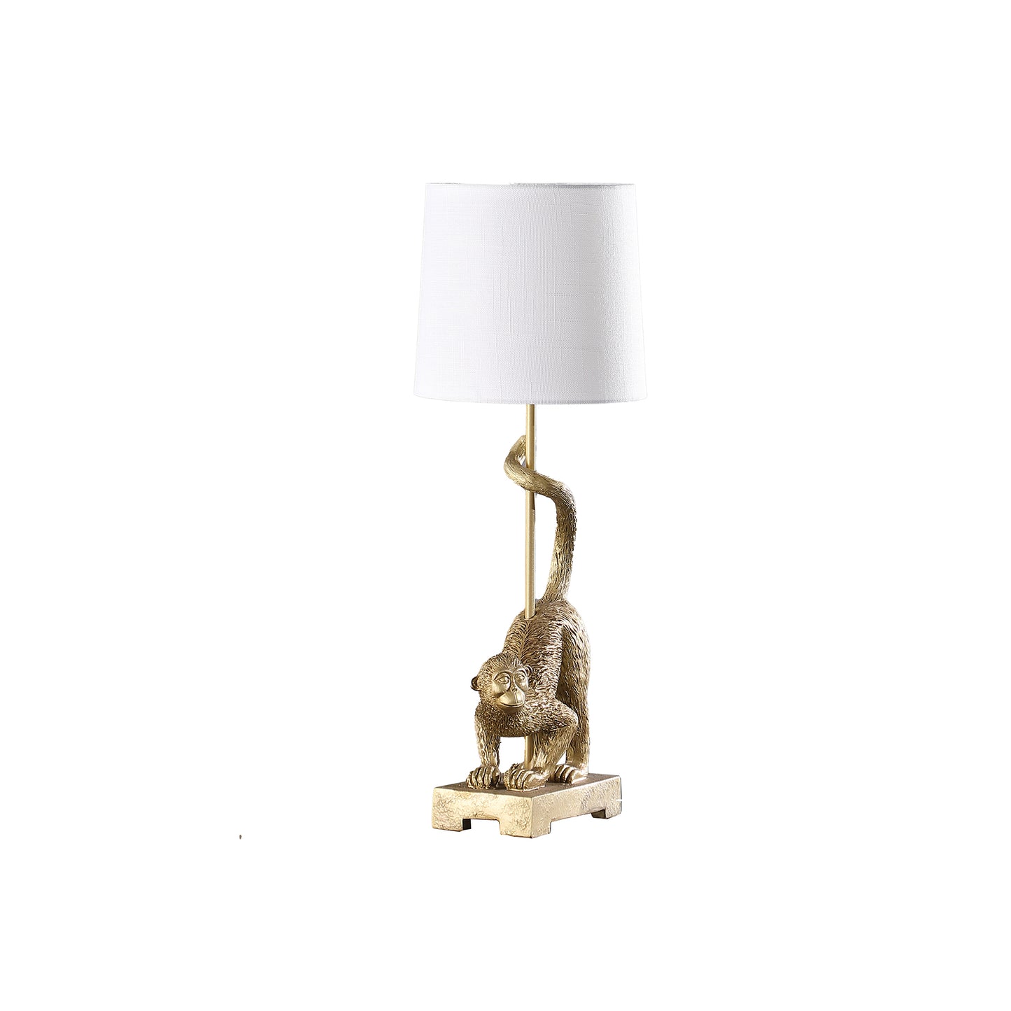 Ree 24 Inch Accent Table Lamp Monkey Resin Sculpture Drum Shade Gold By Casagear Home BM311588