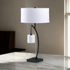 Jiya 29 Inch Arc Table Lamp Hanging Design 2 White Drum Shades Black By Casagear Home BM311590