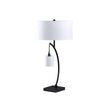 Jiya 29 Inch Arc Table Lamp Hanging Design 2 White Drum Shades Black By Casagear Home BM311590