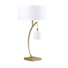 Jiya 29 Inch Arc Table Lamp Hanging Design 2 White Drum Shades Gold By Casagear Home BM311591