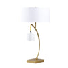 Jiya 29 Inch Arc Table Lamp Hanging Design 2 White Drum Shades Gold By Casagear Home BM311591