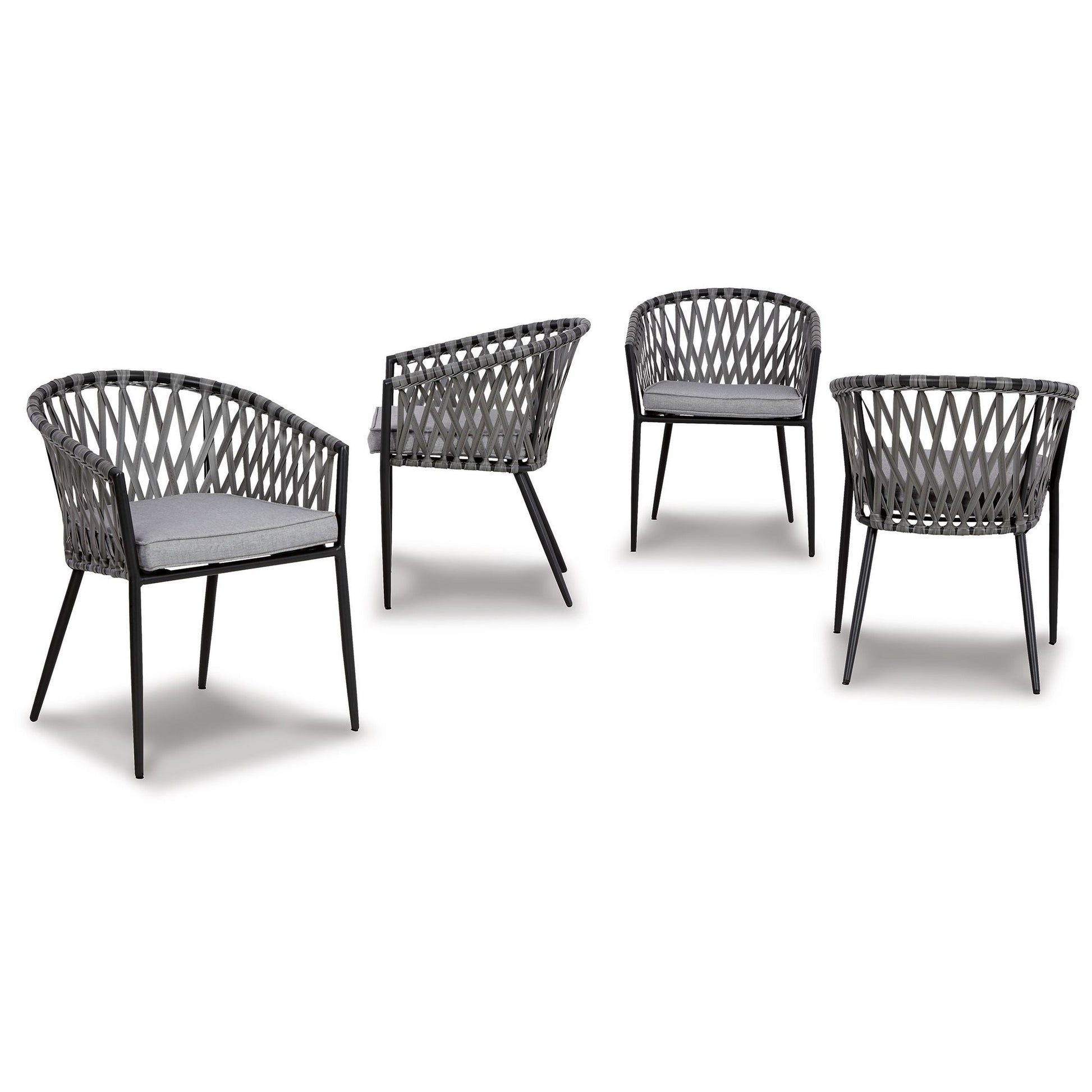 Plum 24 Inch Outdoor Dining Chair Set of 4 Woven Wicker Steel Frame Gray By Casagear Home BM311613