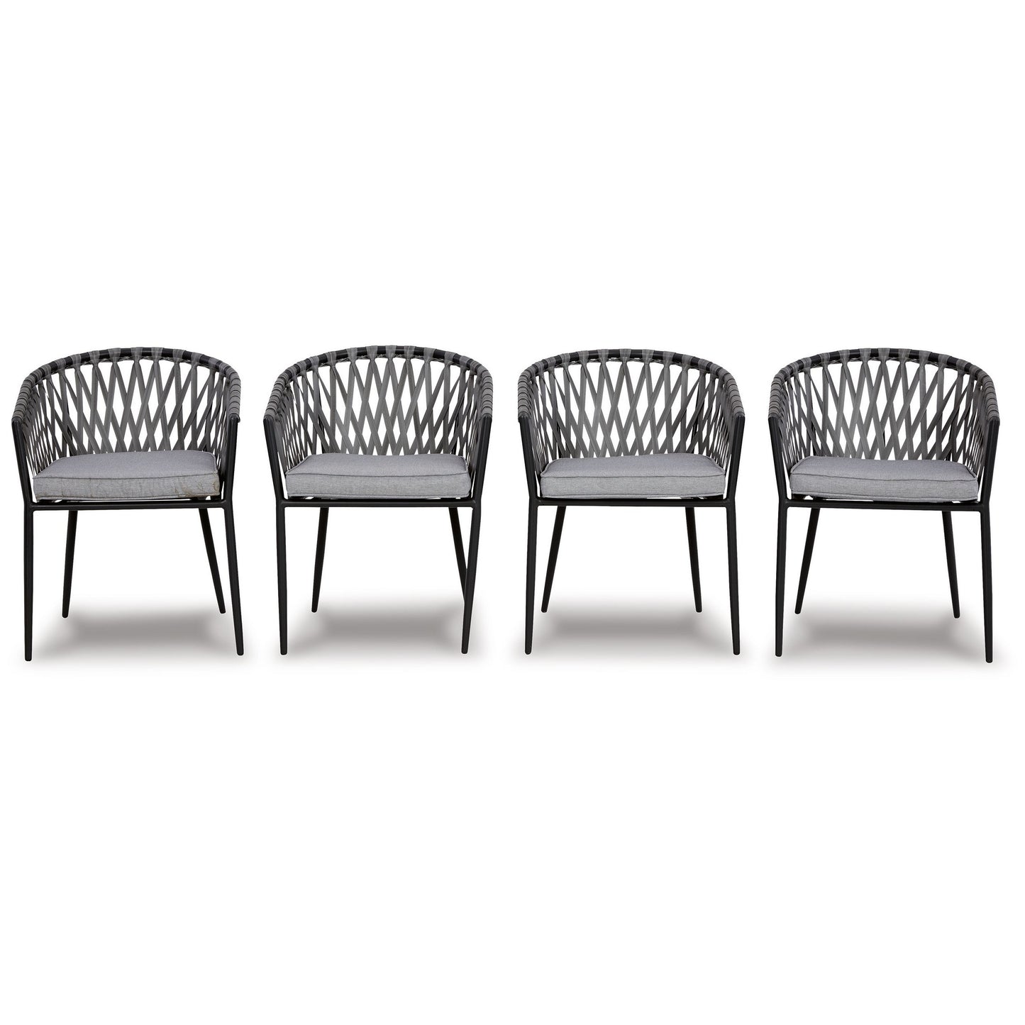 Plum 24 Inch Outdoor Dining Chair Set of 4 Woven Wicker Steel Frame Gray By Casagear Home BM311613