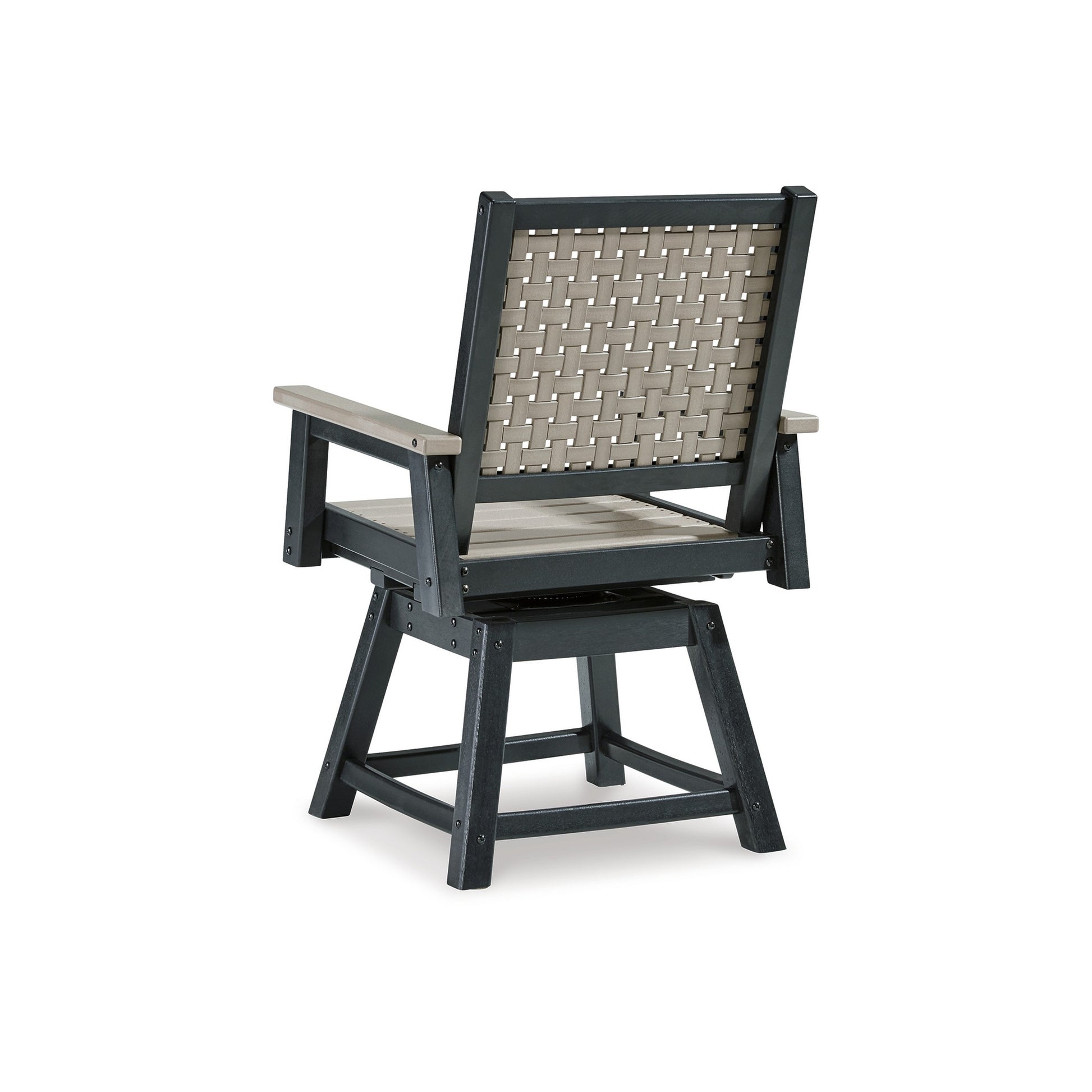 Mide 27 Inch Outdoor Swivel Dining Armchair Set of 2 Beige and Black By Casagear Home BM311616