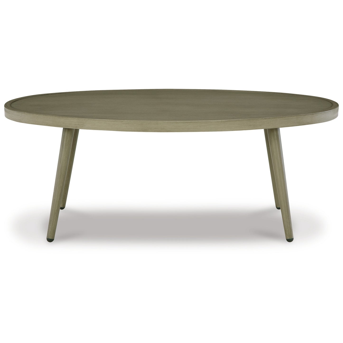 Sven 48 Inch Outdoor Coffee Table Oval Top and Aluminum Frame Brown By Casagear Home BM311618