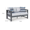 55 Inch Outdoor Loveseat Gray Frame Cushioned Seat 2 Throw Pillows By Casagear Home BM311623