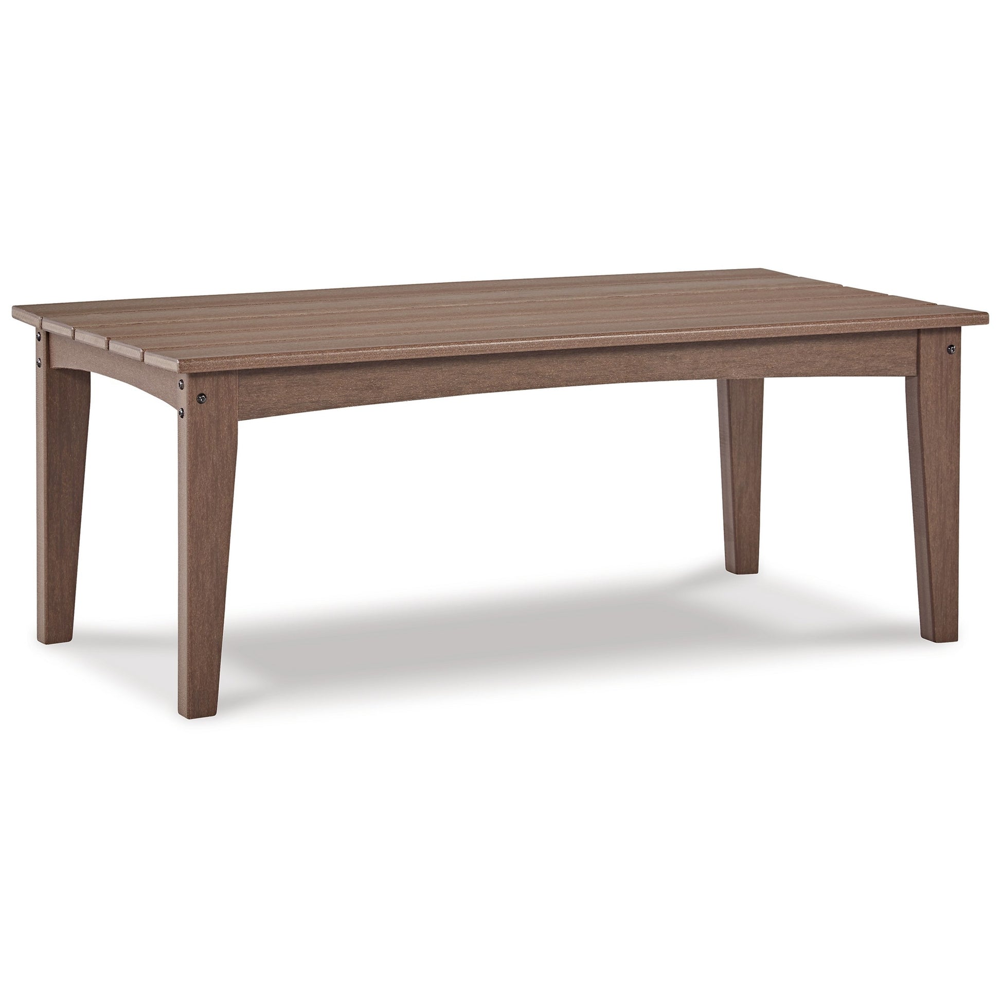 Emme 48 Inch Outdoor Coffee Table Rectangular Slatted Top Brown Frame By Casagear Home BM311626