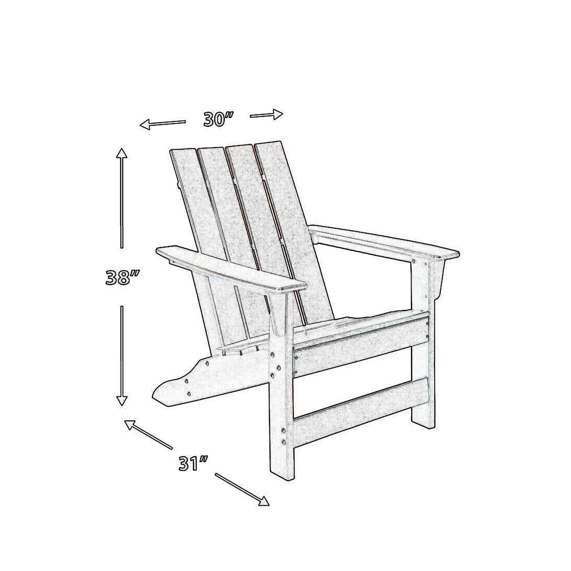 Emme 31 Inch Outdoor Adirondack Chair Slatted Design and Brown Frame By Casagear Home BM311629