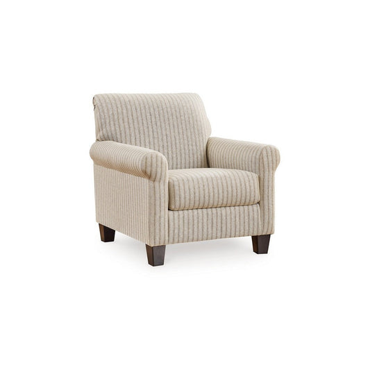 Vlea 36 Inch Accent Armchair, Striped Pattern, Sandstone Beige Polyester By Casagear Home