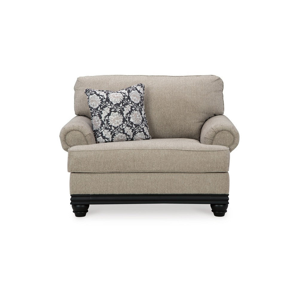 Bian 54 Inch Accent Armchair Oversized Cushion 1 Pillow Taupe Polyester By Casagear Home BM311635