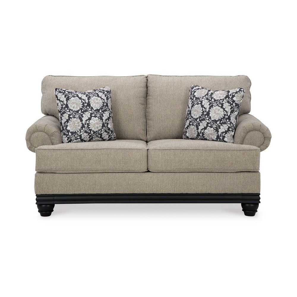 Bian 73 Inch Loveseat Oversized Cushions 2 Pillows Taupe Polyester By Casagear Home BM311636