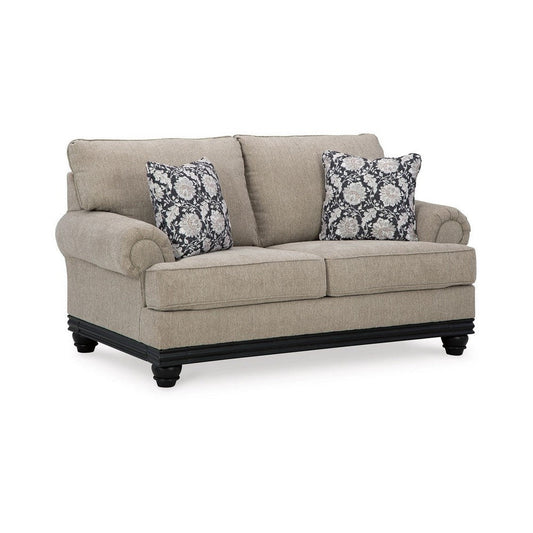 Bian 73 Inch Loveseat, Oversized Cushions, 2 Pillows, Taupe Polyester By Casagear Home