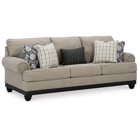 Bian 99 Inch Sofa, Oversized Cushions, 5 Accent Pillows, Taupe Polyester By Casagear Home