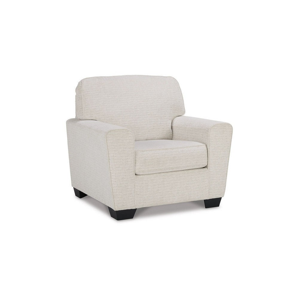 Caten 39 Inch Armchair, Transitional Polyester Upholstery, Snowy White By Casagear Home