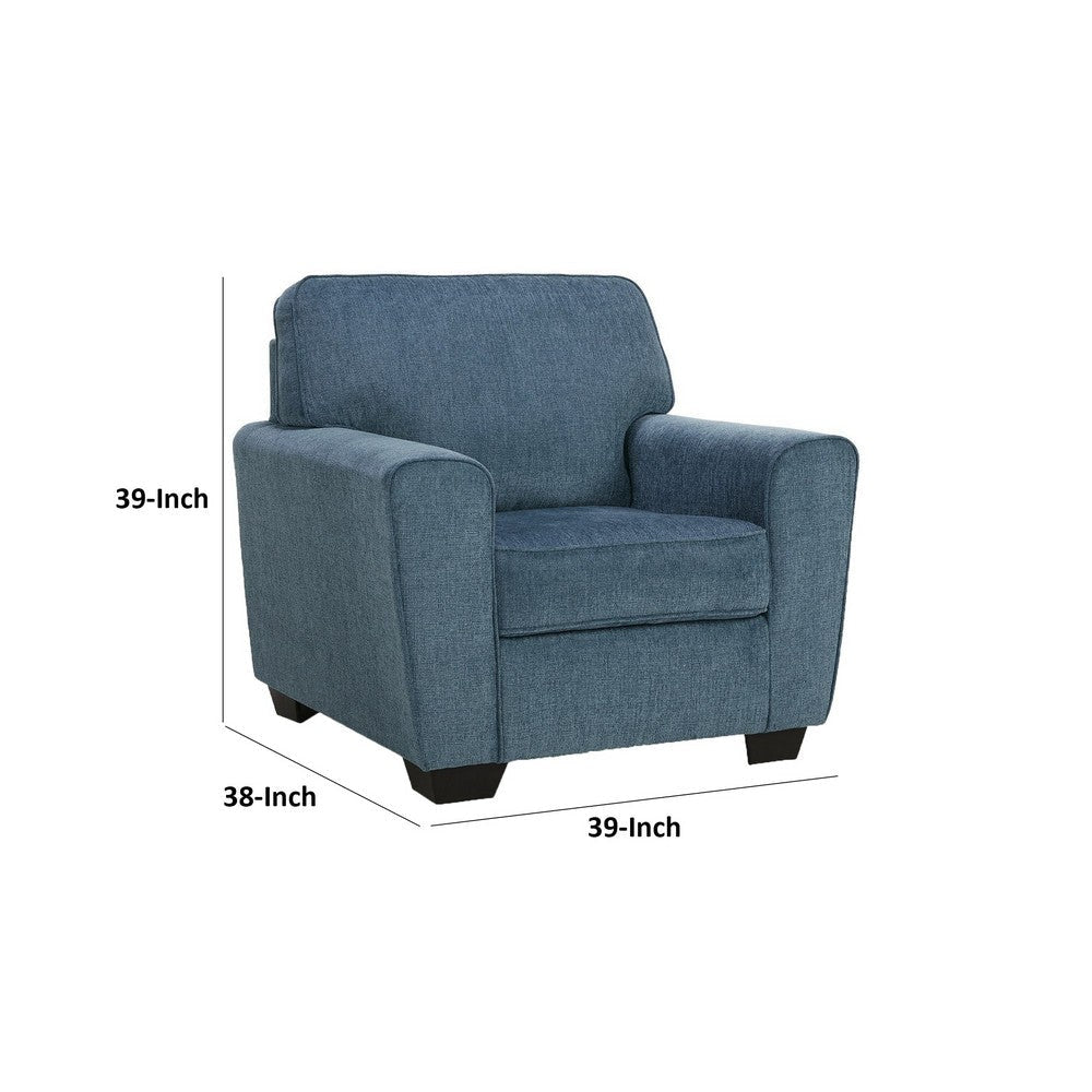 Caten 39 Inch Armchair Transitional Polyester Upholstery Muted Blue By Casagear Home BM311640