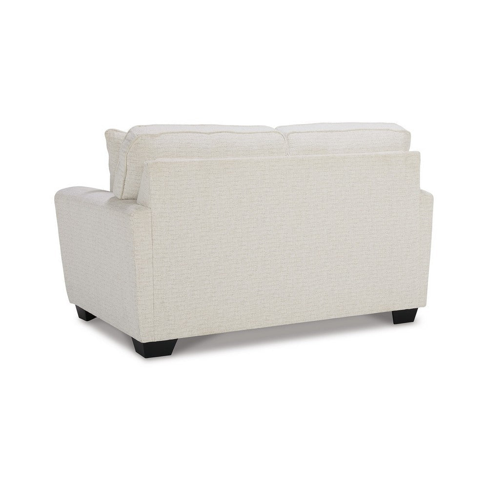 Caten 63 Inch Loveseat Transitional Polyester 2 Pillows Snowy White By Casagear Home BM311641