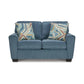 Caten 63 Inch Loveseat Transitional Polyester 2 Pillows Muted Blue By Casagear Home BM311642