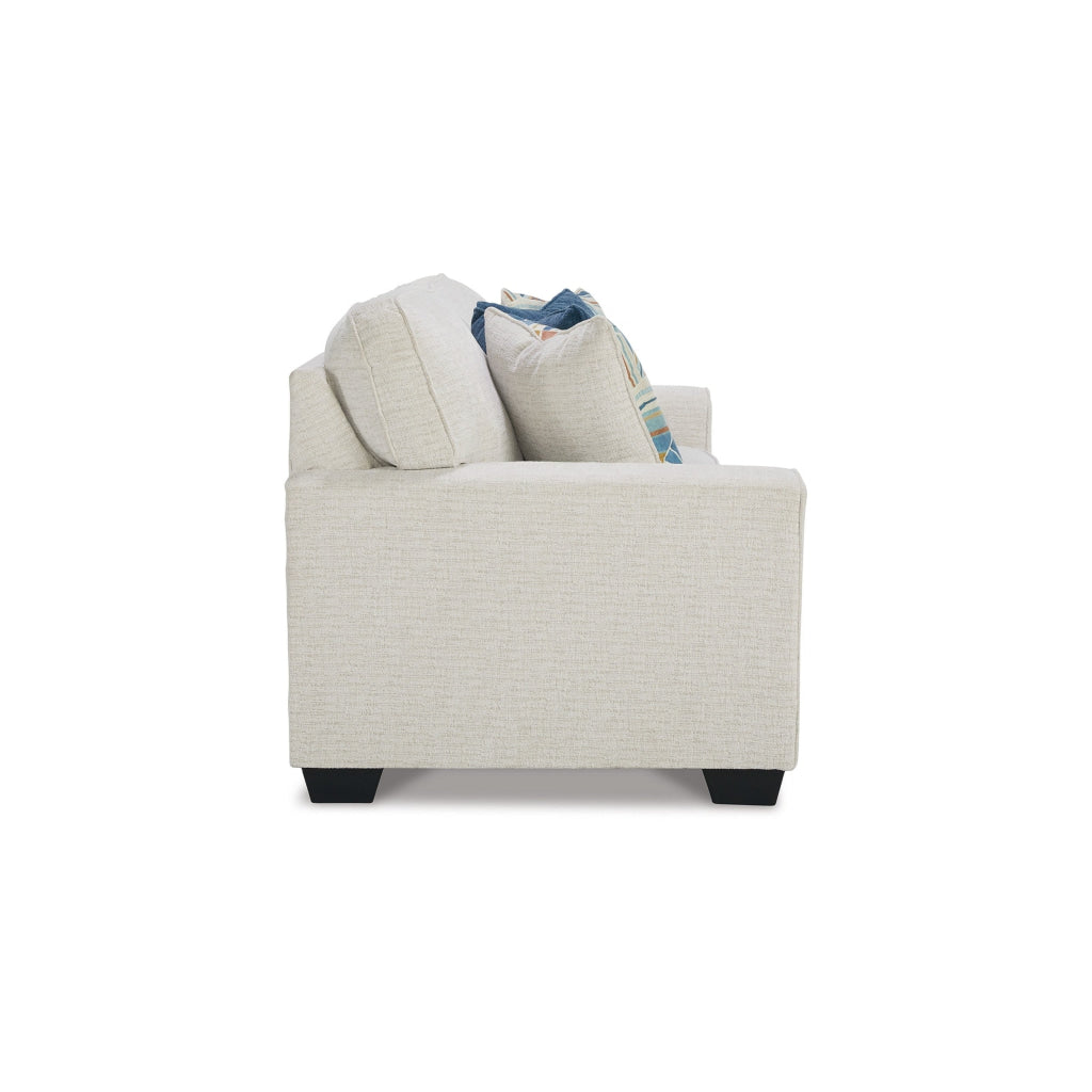 Caten 87 Inch Sofa Transitional Soft Polyester 4 Pillows Snowy White By Casagear Home BM311643