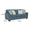 Caten 87 Inch Sofa Transitional Soft Polyester 4 Pillows Muted Blue By Casagear Home BM311644