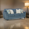 Caten 87 Inch Sofa Transitional Soft Polyester 4 Pillows Muted Blue By Casagear Home BM311644