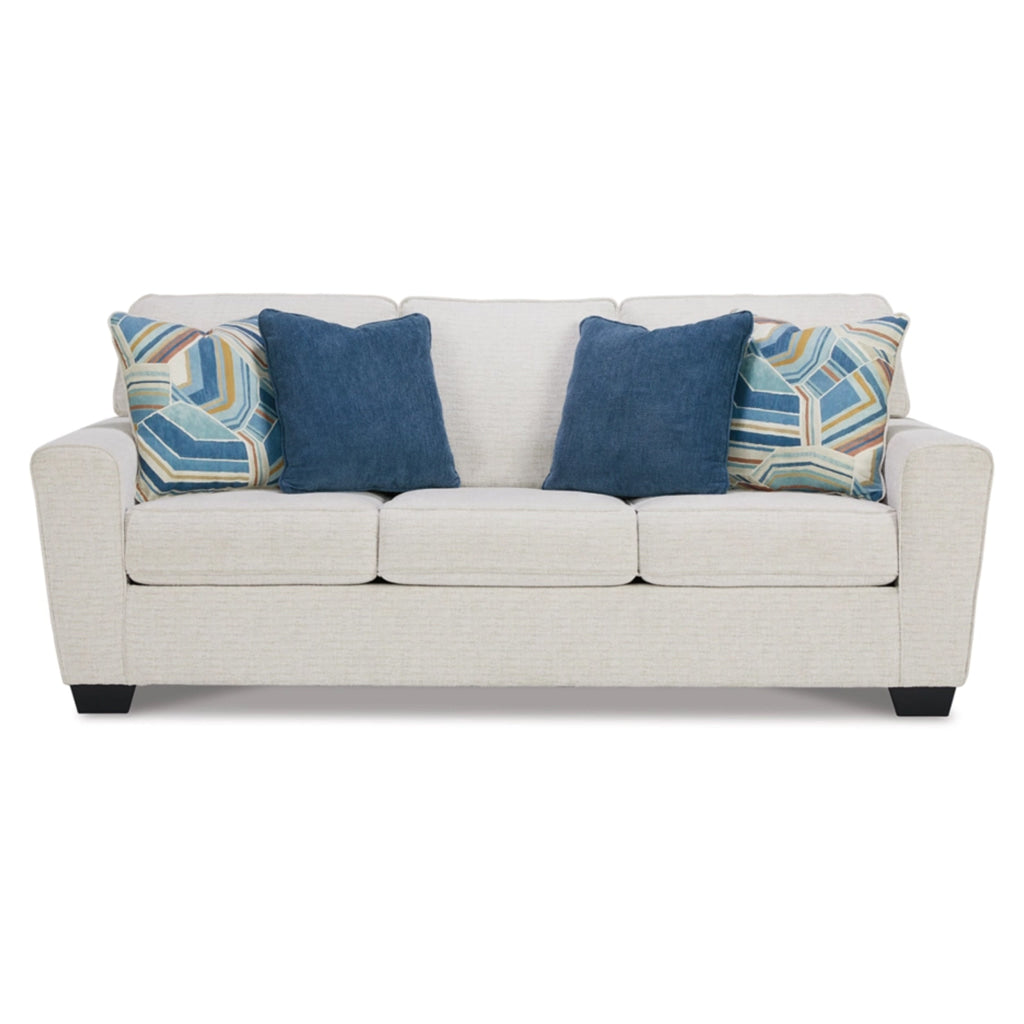 Caten 87 Inch Queen Sleeper Sofa Soft Polyester 4 Pillows Snowy White By Casagear Home BM311645