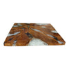 32 Inch Tabletop Platform Square Resin Teak Wood Brown and White Finish By Casagear Home BM311647