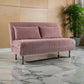 56 Inch Sleeper Sofa Bed with 2 Back Pillows, Metal Legs, Pink Velvet By Casagear Home