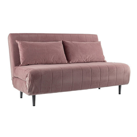 56 Inch Sleeper Sofa Bed with 2 Back Pillows, Metal Legs, Pink Velvet By Casagear Home