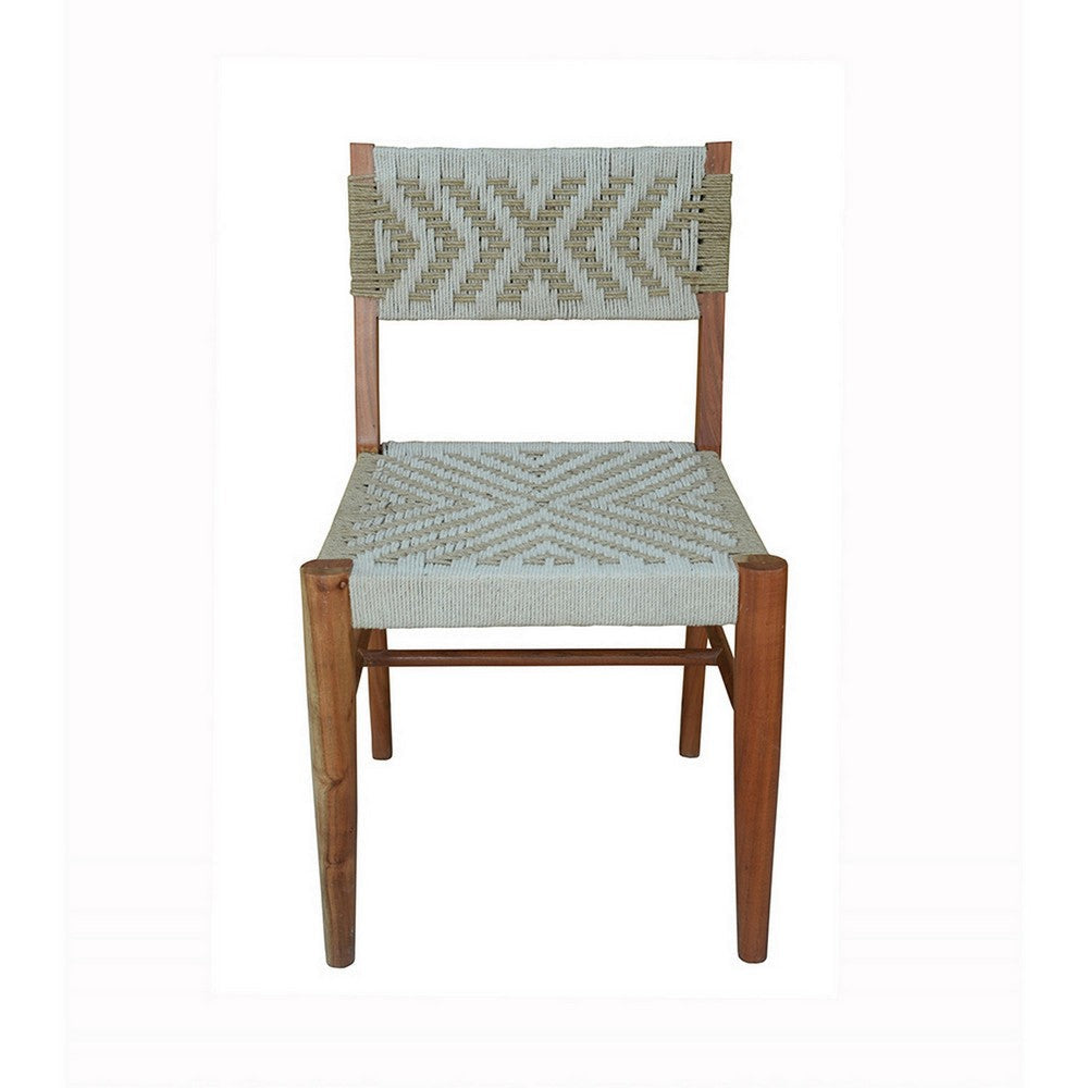 Cero 21 Inch Dining Chair Set of 2 Woven Cotton Seat and Back Brown Gray By Casagear Home BM311649