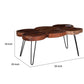 39 Inch Coffee Table Acacia Wood Top Angled Metal Support Legs Brown By Casagear Home BM311654