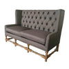 63 Inch Sattee Bench Sofa Tall Tufted Wingback Gray Polyester Upholstery By Casagear Home BM311658