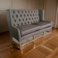 63 Inch Sattee Bench Sofa, Tall Tufted Wingback, Gray Polyester Upholstery By Casagear Home