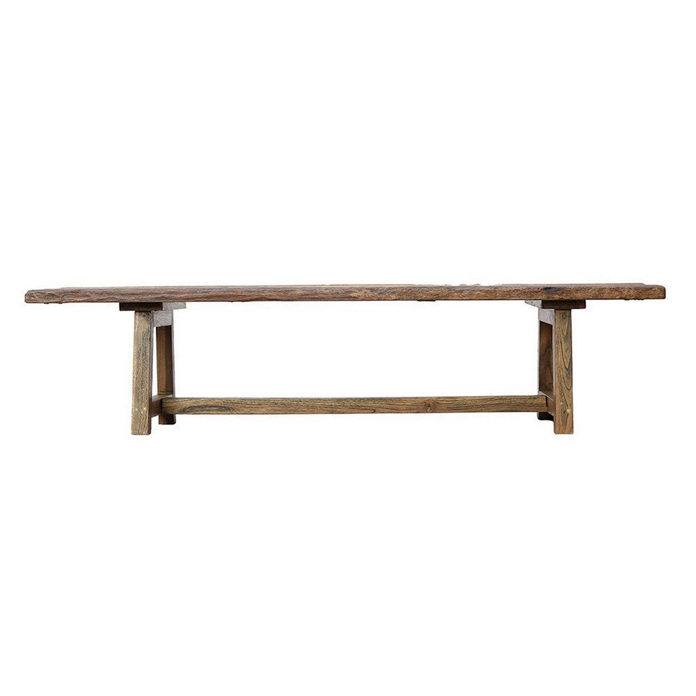 87 Inch Wood Coffee Table Rectangular Top Trestle Legs Brown By Casagear Home BM311660