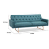 76 Inch Sleeper Sofa Bed Modern Blue Tufted Fabric Sleek Gold Metal Legs By Casagear Home BM311661