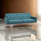 76 Inch Sleeper Sofa Bed, Modern Blue Tufted Fabric, Sleek Gold Metal Legs By Casagear Home