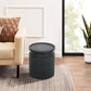 16 Inch Side End Table Modern Cylinder Jar Like Design Mango Wood Black By Casagear Home BM311676