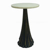 18 Inch Side Drink Table Tall Tassel Frame Round Top Metal Black White By Casagear Home BM311677