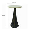 18 Inch Side Drink Table Tall Tassel Frame Round Top Metal Black White By Casagear Home BM311677