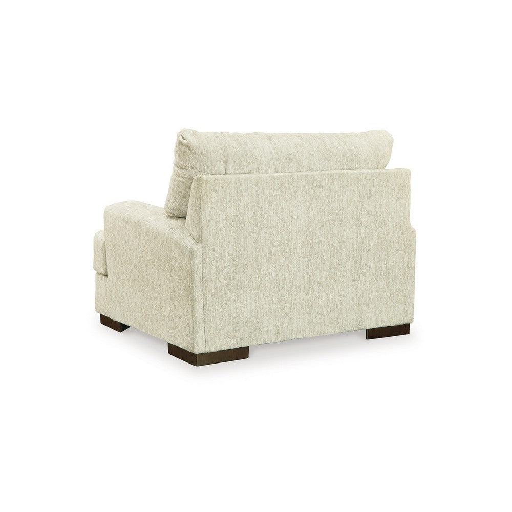 Naite 49 Inch Accent Oversize Chair and a Half Track Arms Beige Polyester By Casagear Home BM311680