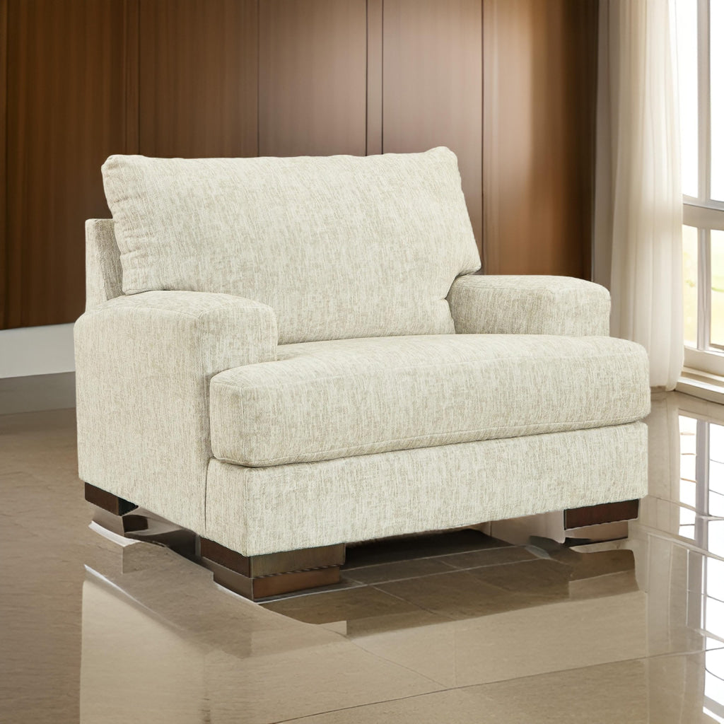 Naite 49 Inch Accent Oversize Chair and a Half Track Arms Beige Polyester By Casagear Home BM311680