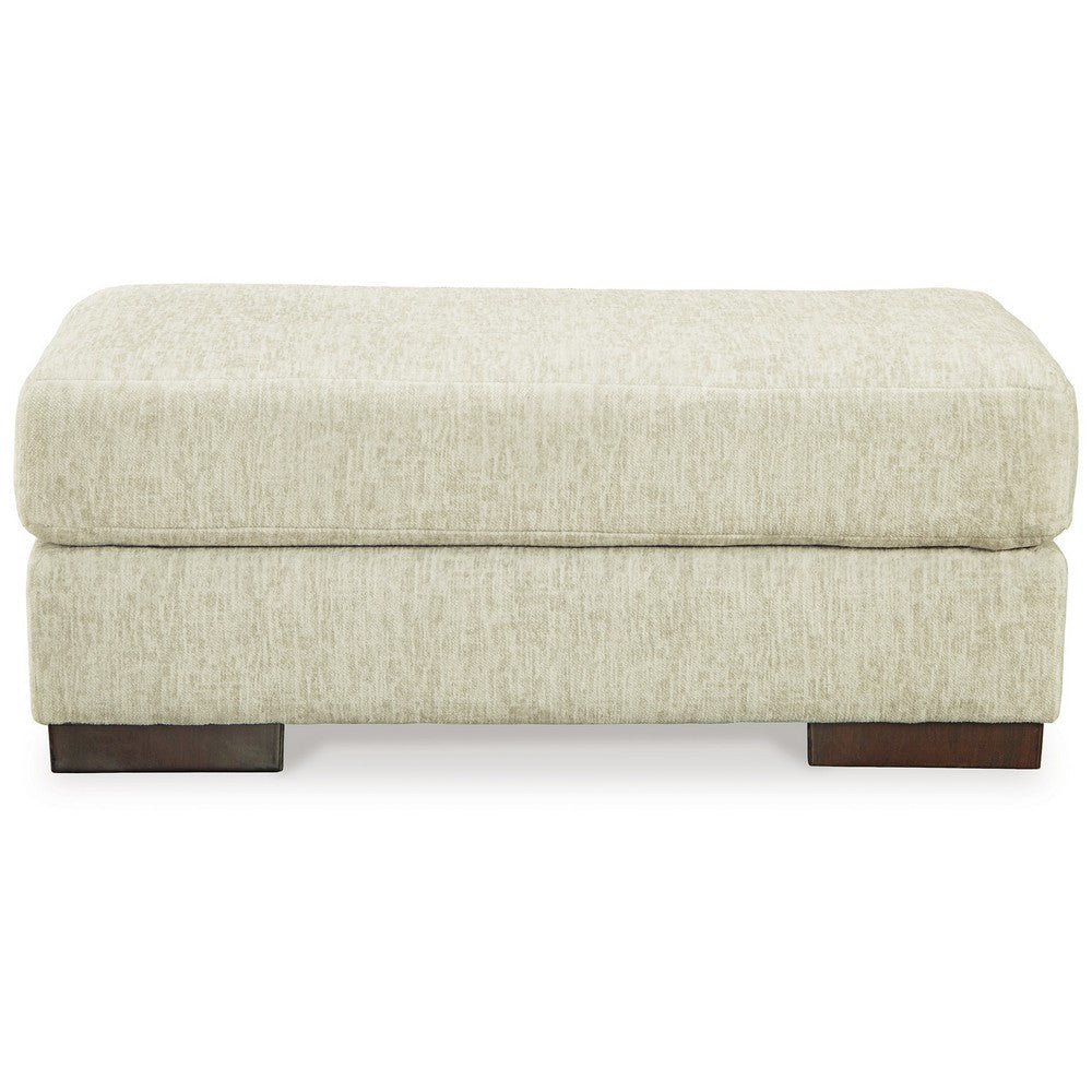 Naite 44 Inch Ottoman Plush Top Cushion Wood Beige Polyester Chenille By Casagear Home BM311682