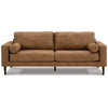 Tely 85 Inch Sofa Transitional Style Soft Caramel Brown Faux Leather By Casagear Home BM311685